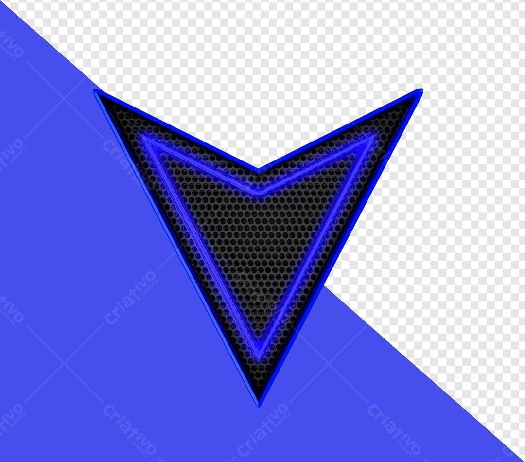 Selo 3D direcional neon azul e preto