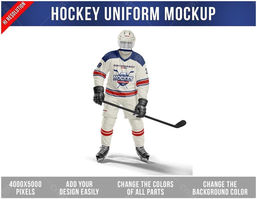 Mockup de Uniforme de Hóquei no Gelo: Design Realista