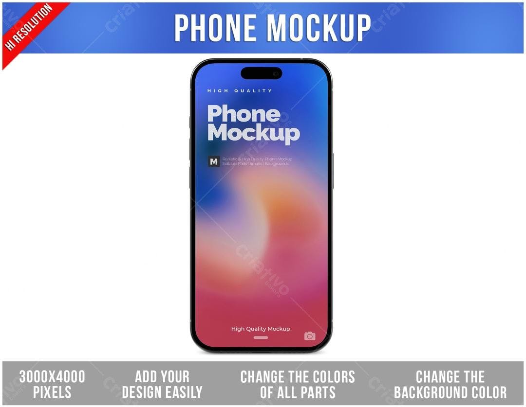 Mockup Realista de Smartphone com Tela Colorida