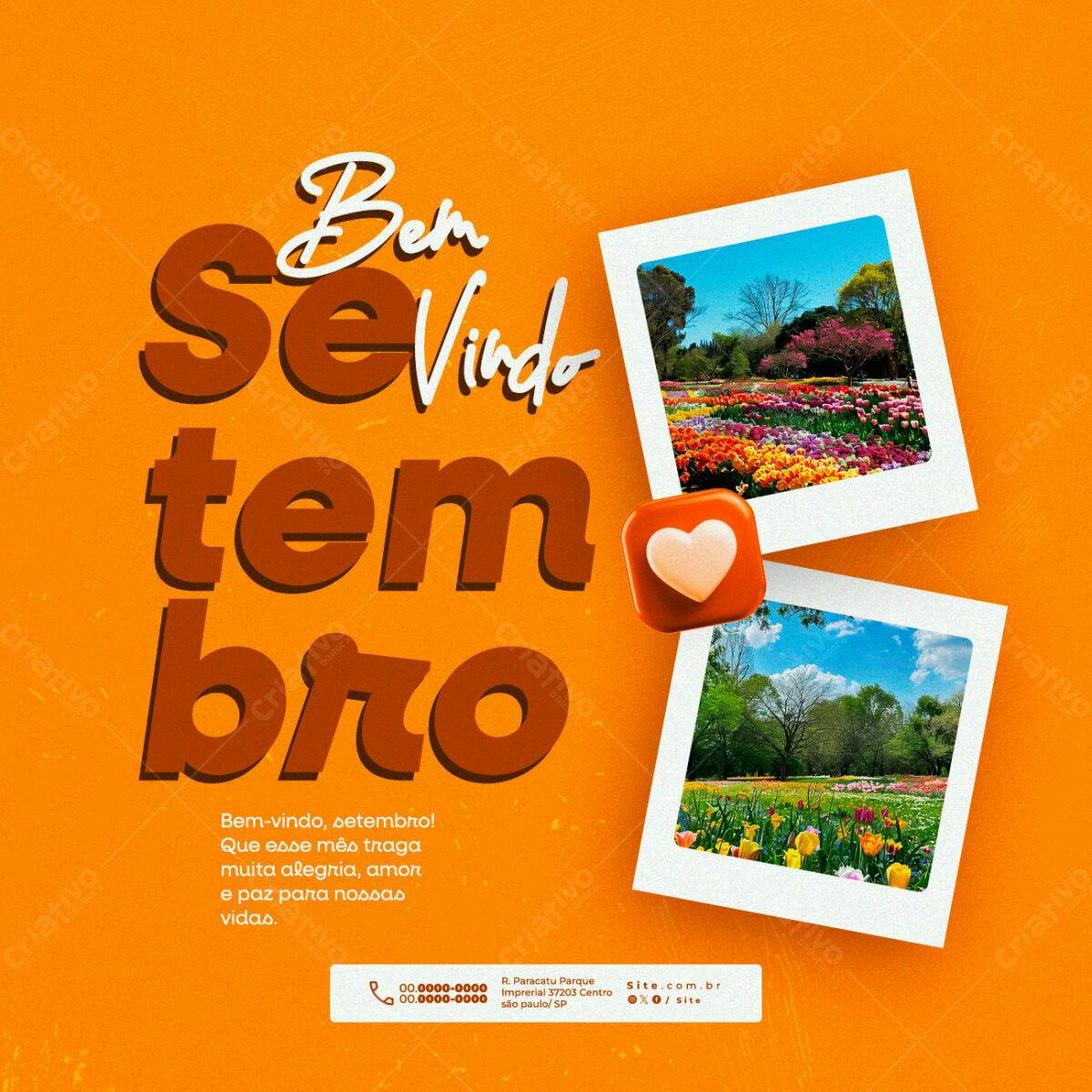 Postagem Setembro Boas Vindas PSD Editável