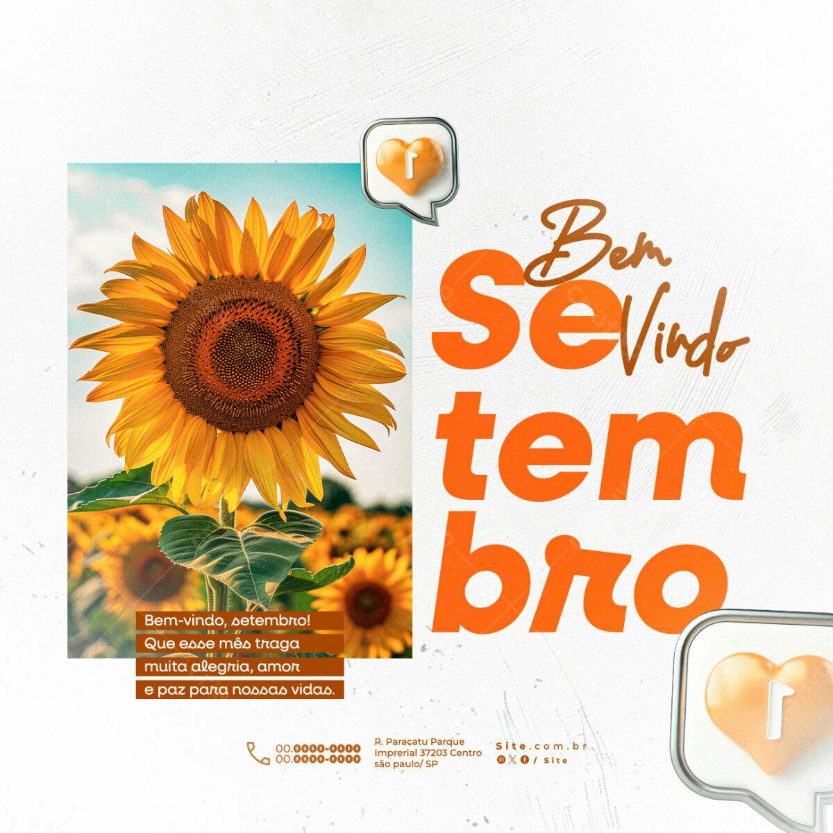 Postagem Setembro Boas Vindas PSD Editável