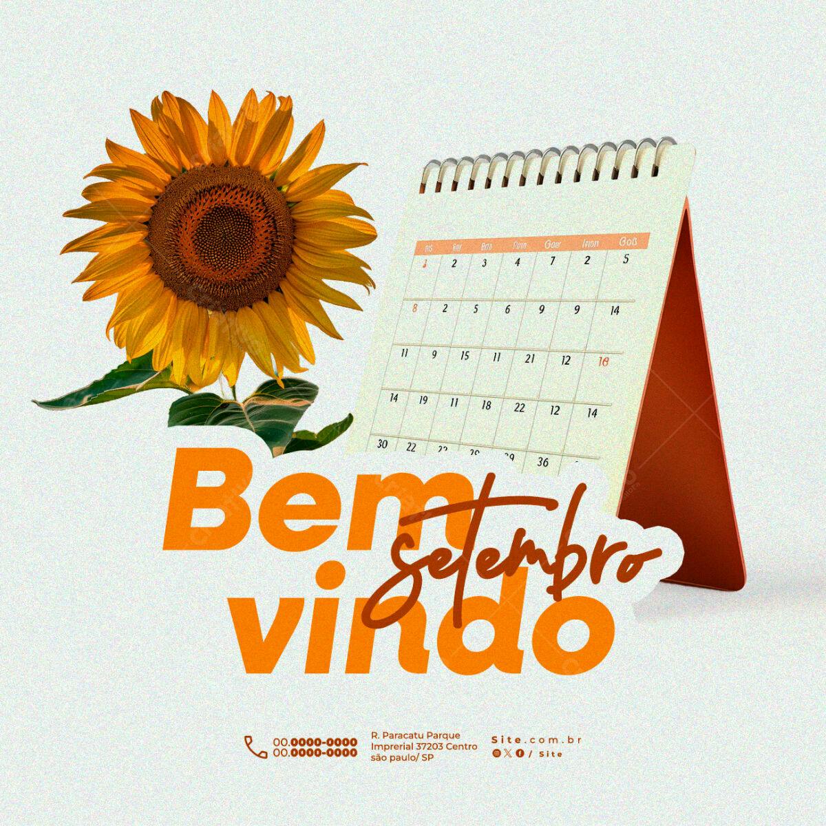 Post para Boas Vindas Setembro PSD Editável