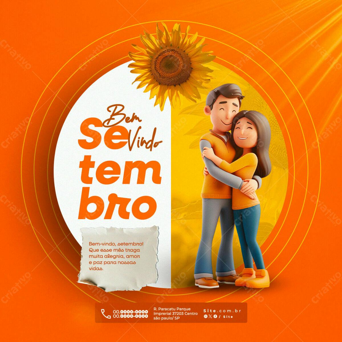 Postagem Setembro Boas Vindas PSD Editável