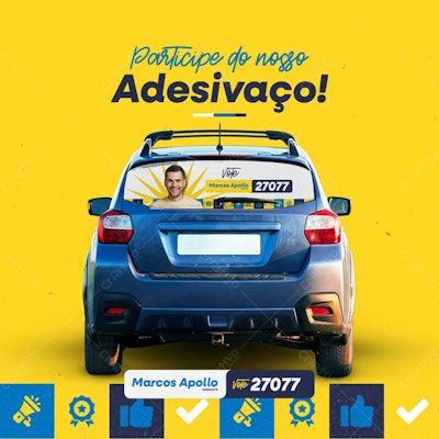 Adesivo de Carro para Campanha Política PSD Editável