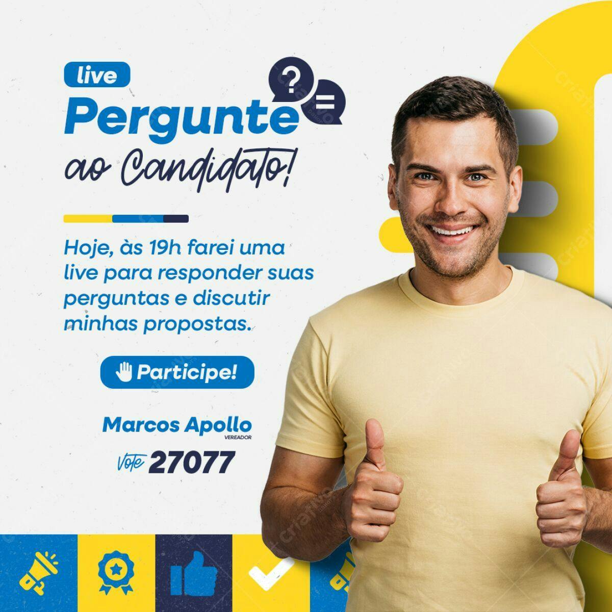 Flyer para Live com Candidato PSD Editável