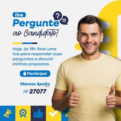Flyer para Live com Candidato PSD Editável