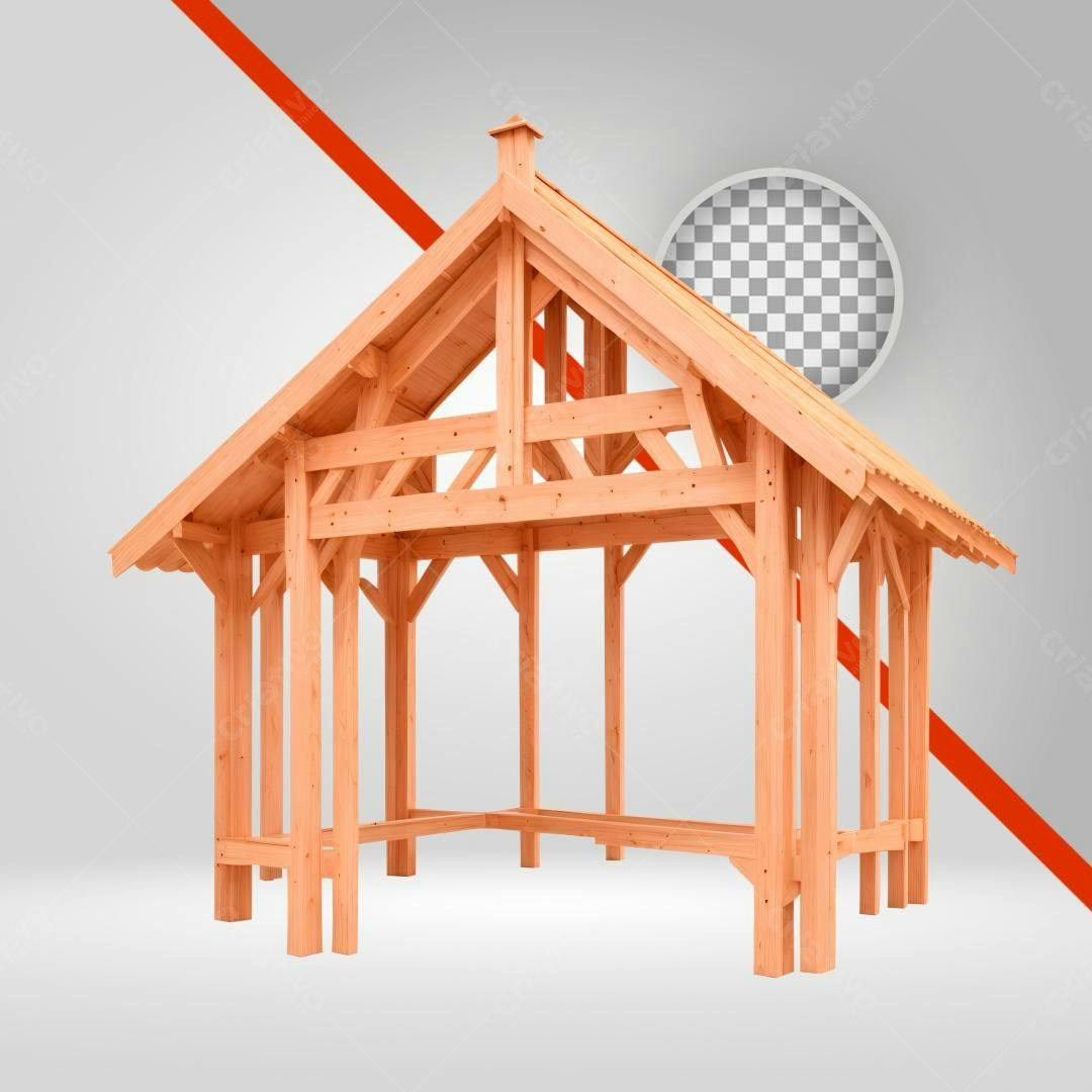 Modelo de Gazebo de Madeira PNG com fundo transparente