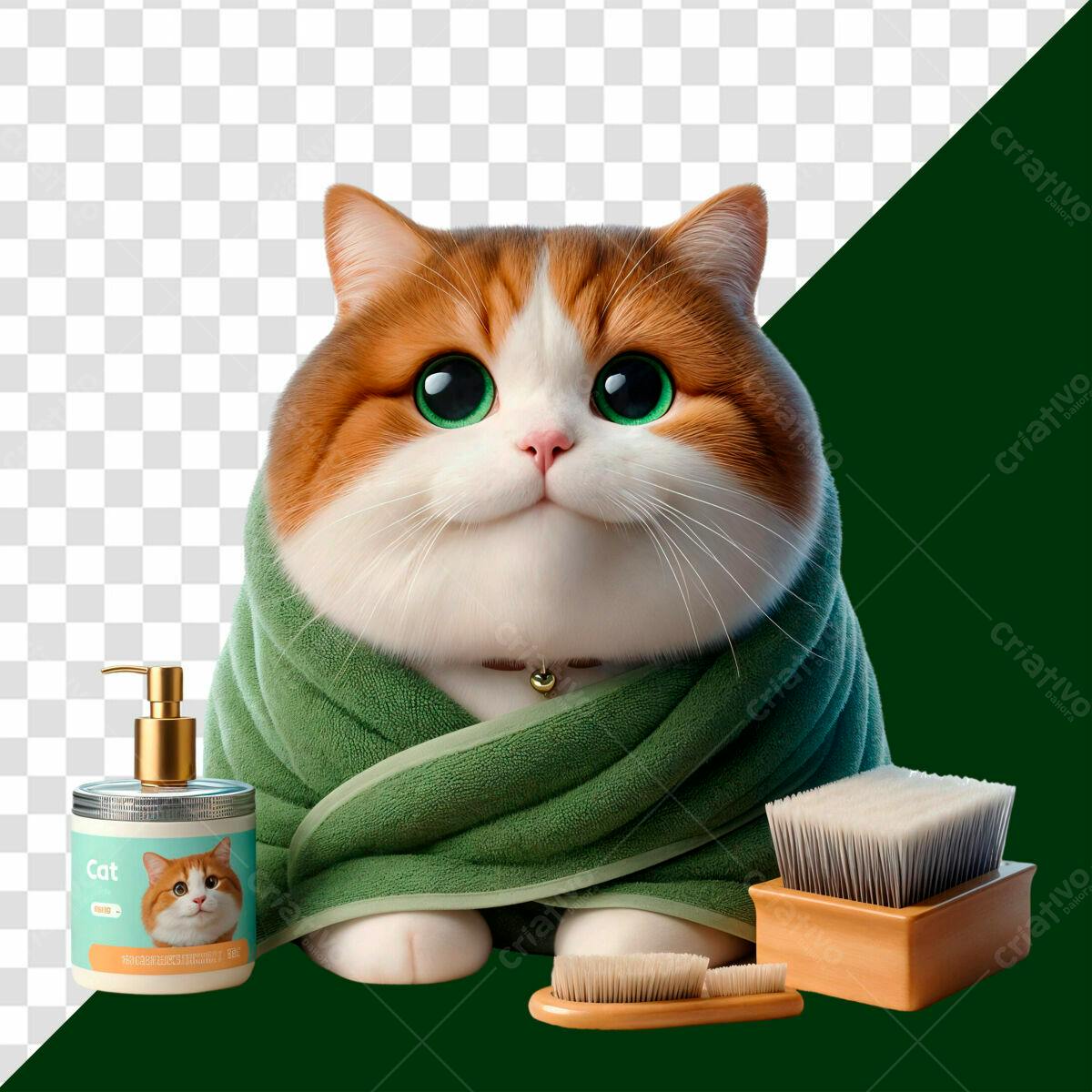 PSD para Higiene Felina com Gatinho fofinho PSD Editável