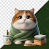 3d cat pet shop element wrapped in a green towel 1