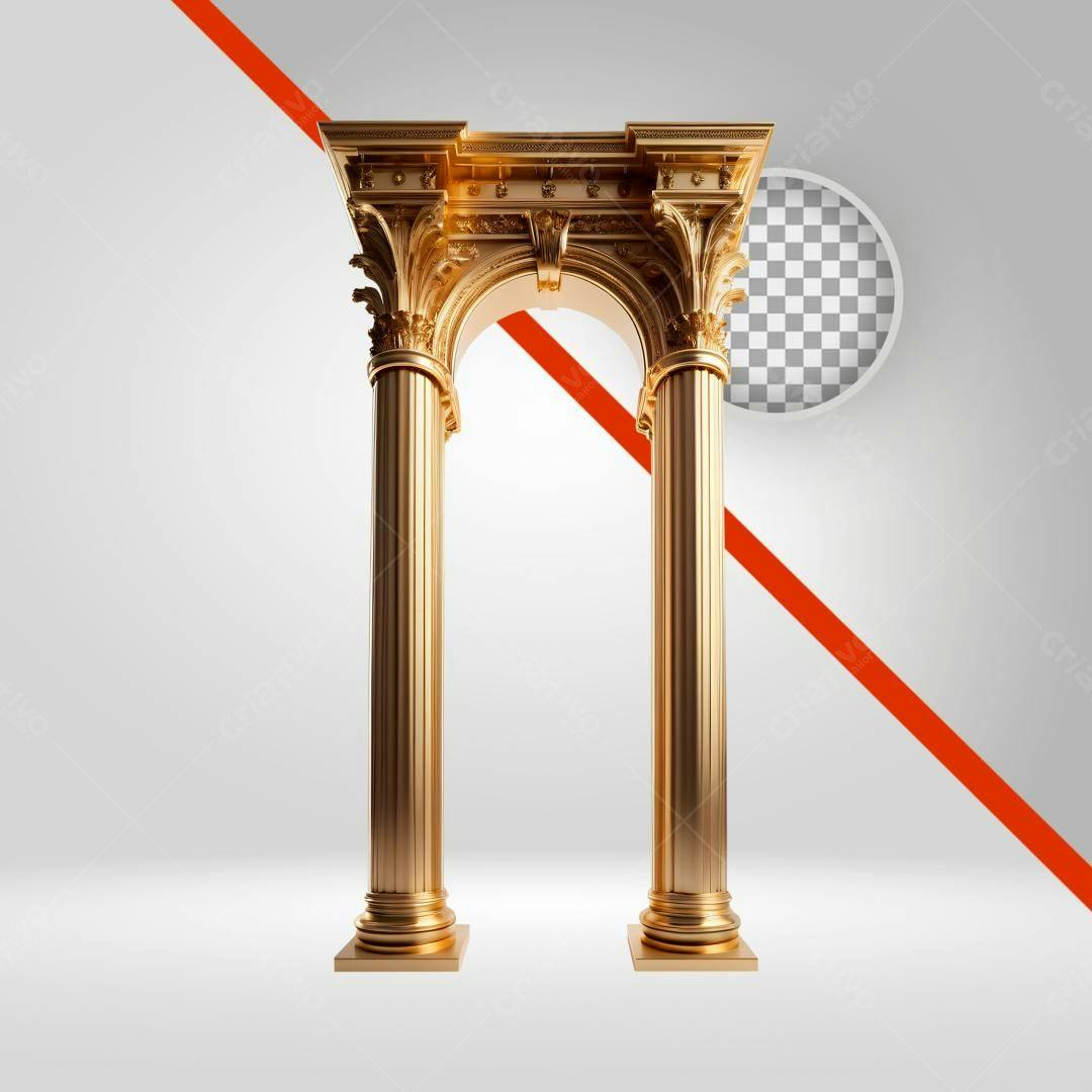 Moldura PNG com fundo transparente Colunas Douradas