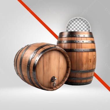 Barril de madeira vinho elemento png com fundo transparente