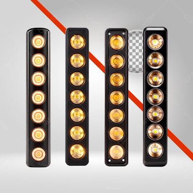 4 unidades de refletor led, barra com luzes