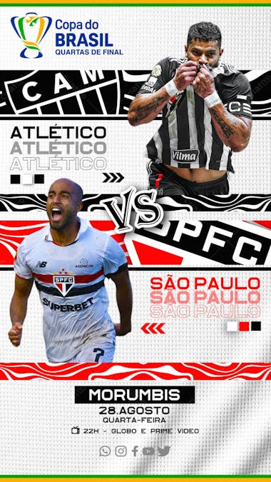 Flyer esportivo são paulo vs atlético mg quartas de final copa do brasil 2024