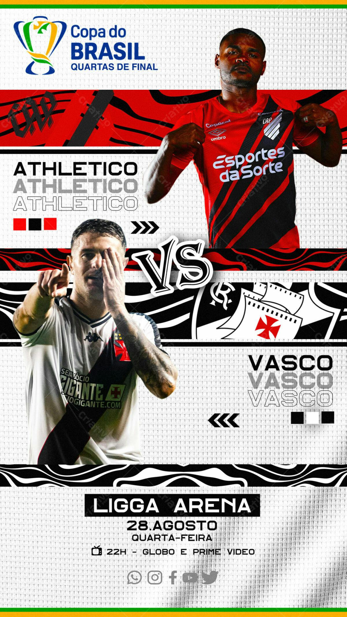 Flyer Athlético x Vasco Copa do Brasil PSD Editável