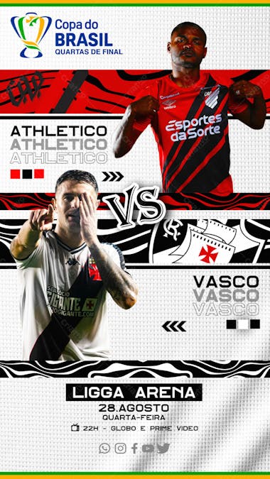 Flyer esportivo vasco vs athletico quartas de final copa do brasil 2024