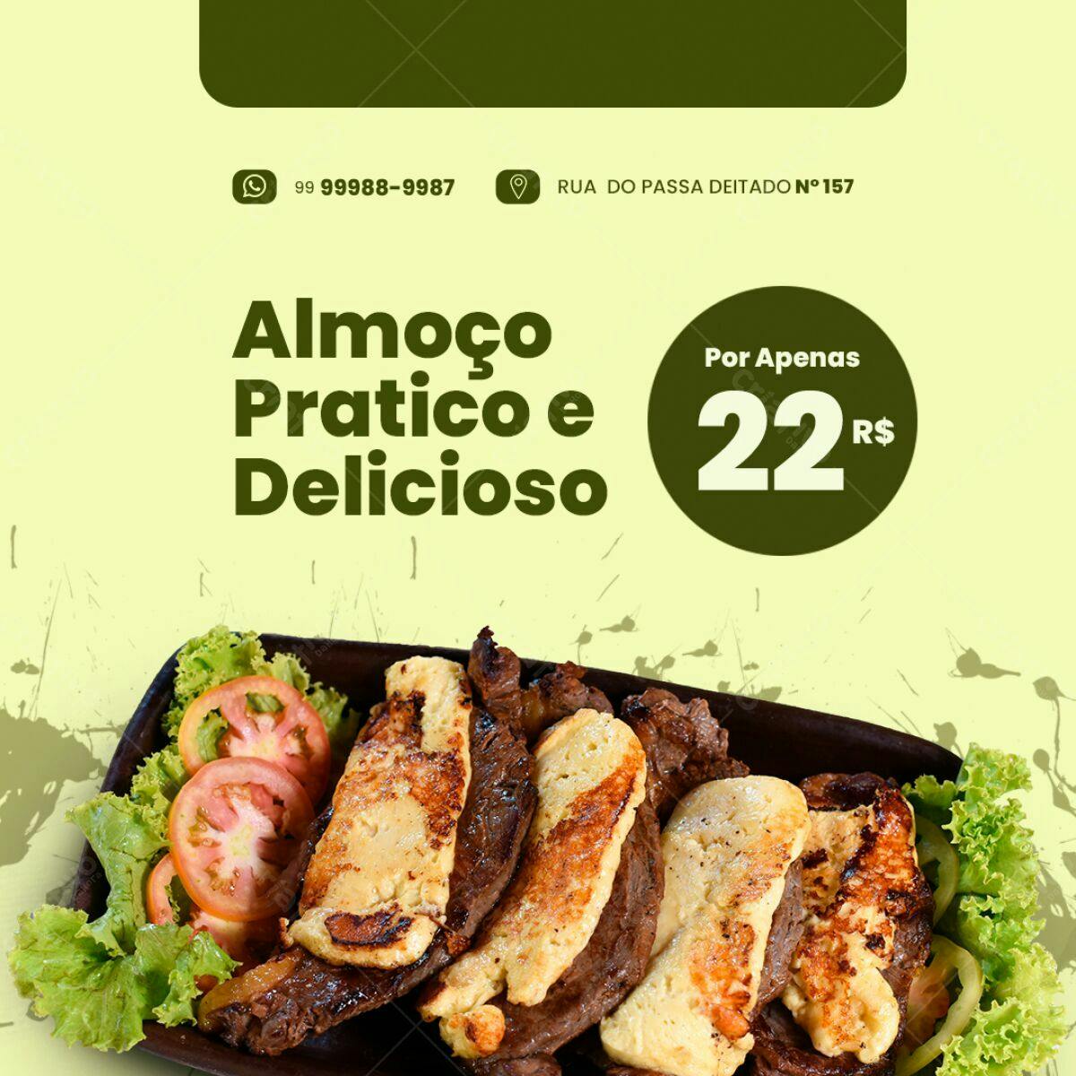 Flyer para Almoço Prático e Delicioso PSD Editável