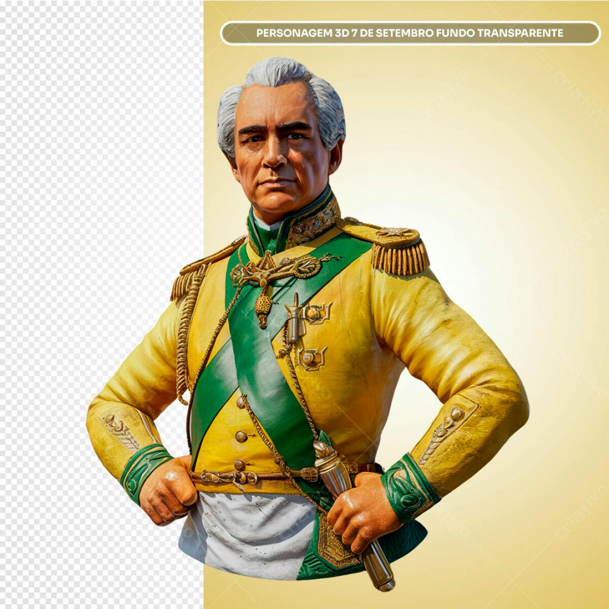 Personagem 3D 7 de Setembro PSD Editável