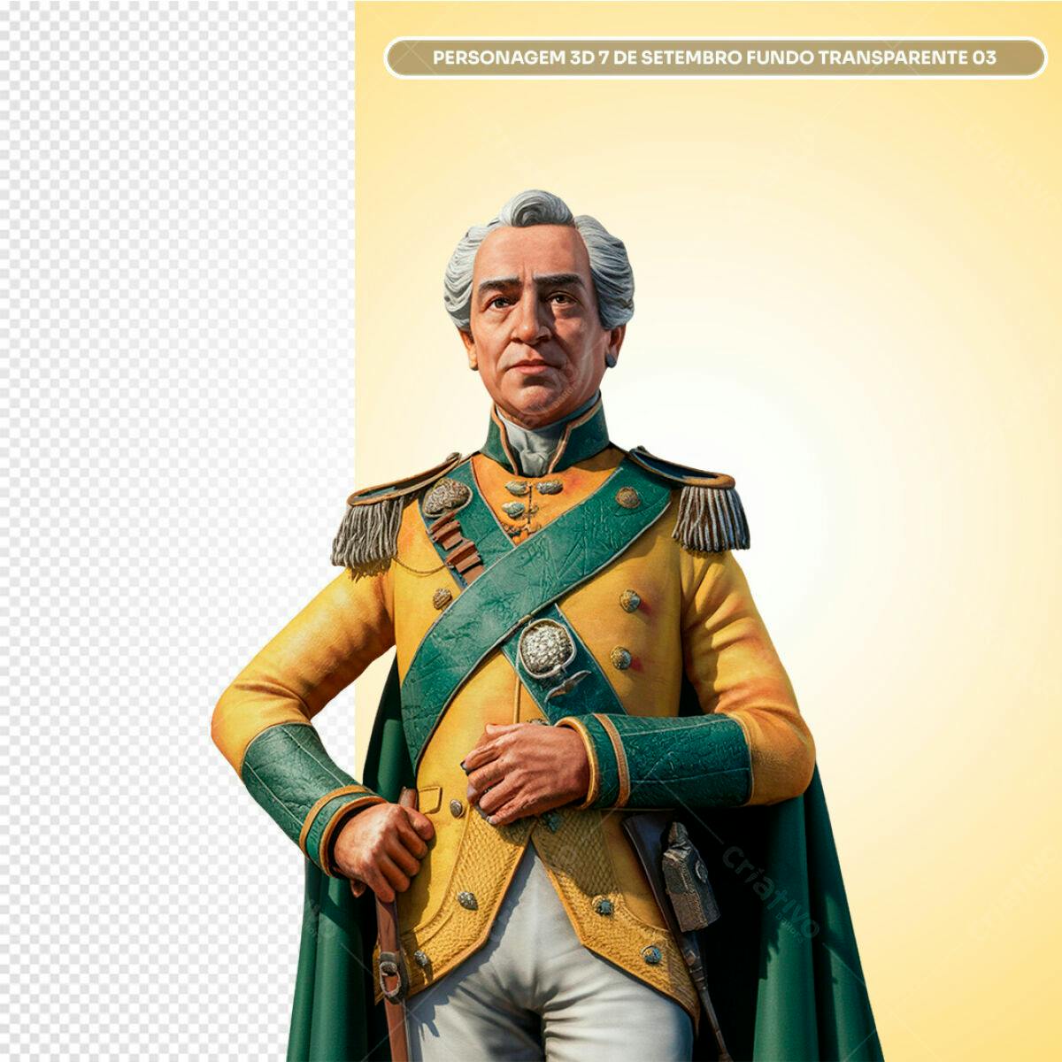 Personagem 3D 7 de Setembro PSD Editável