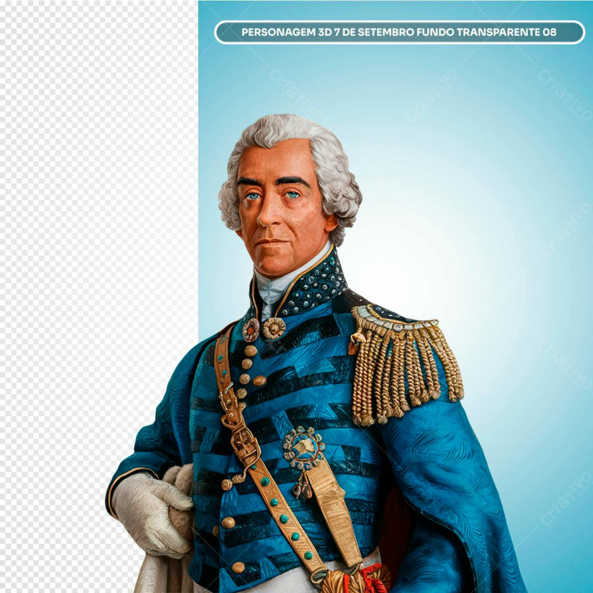 Personagem 3D 7 de Setembro PSD Editável