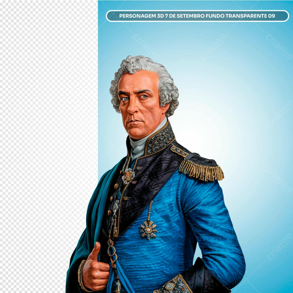 Personagem 3D para 7 de Setembro PSD Editável