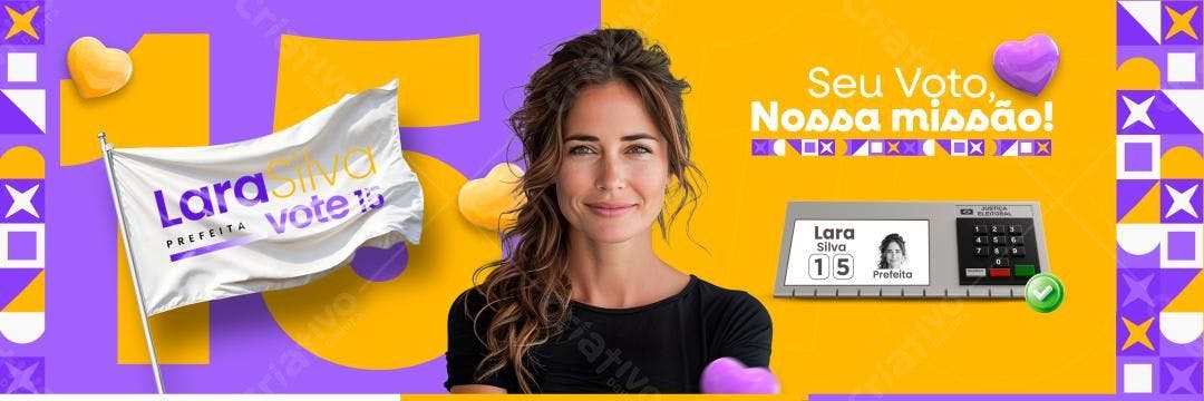 Banner Eleitoral PSD Editável para Candidata à Prefeita