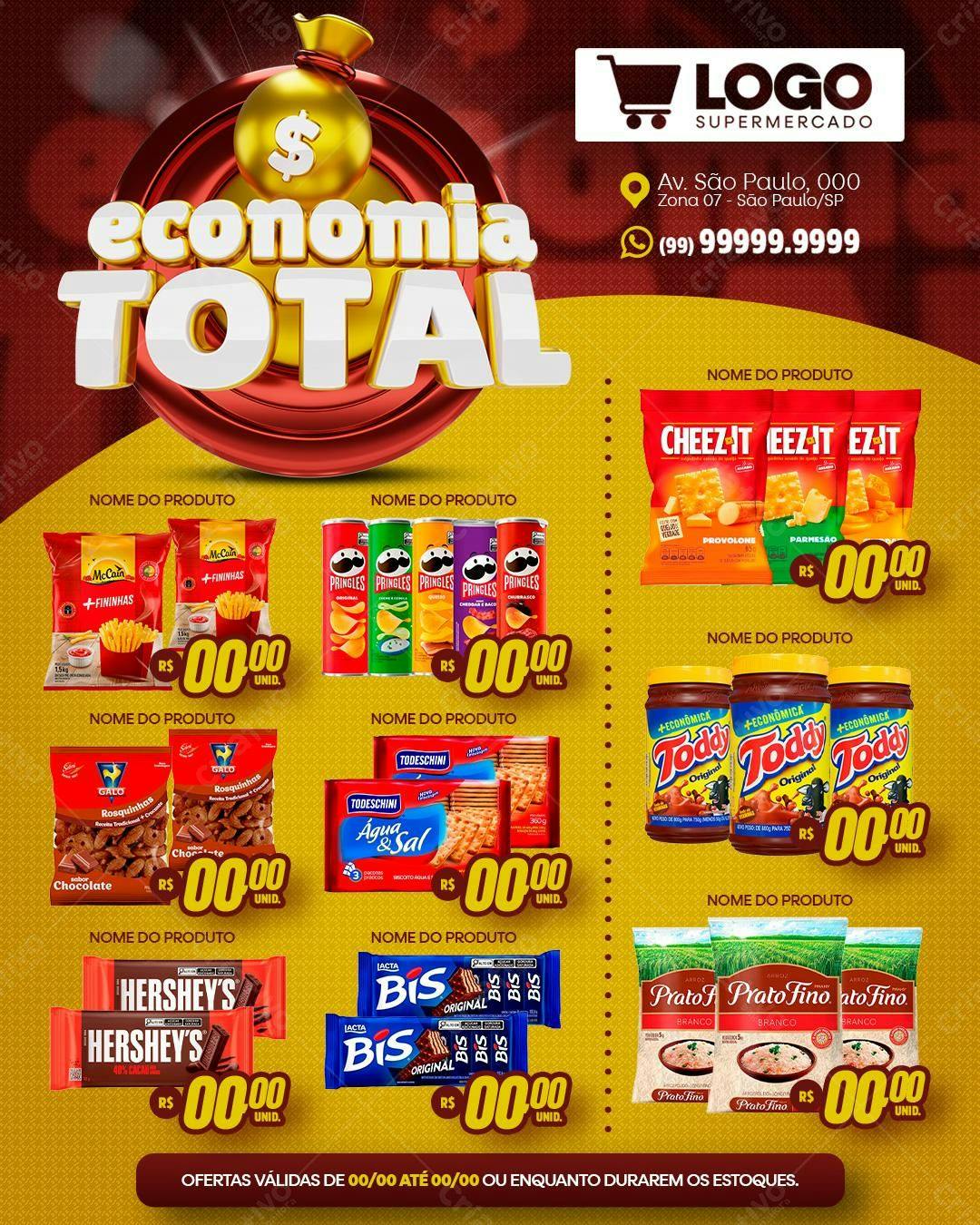 Flyer de ofertas de supermercado PSD Editável