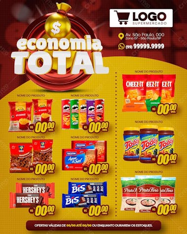 Encarte economia total com selo 3d 1080x 1350 psd