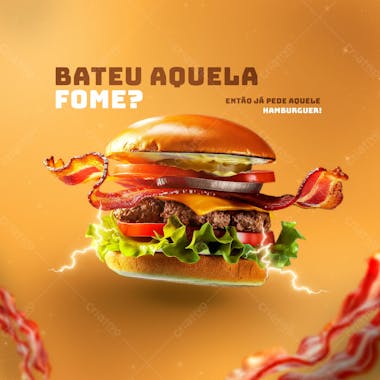 Bateu aquela fome então já pede aquele hamburguer psd editável premium