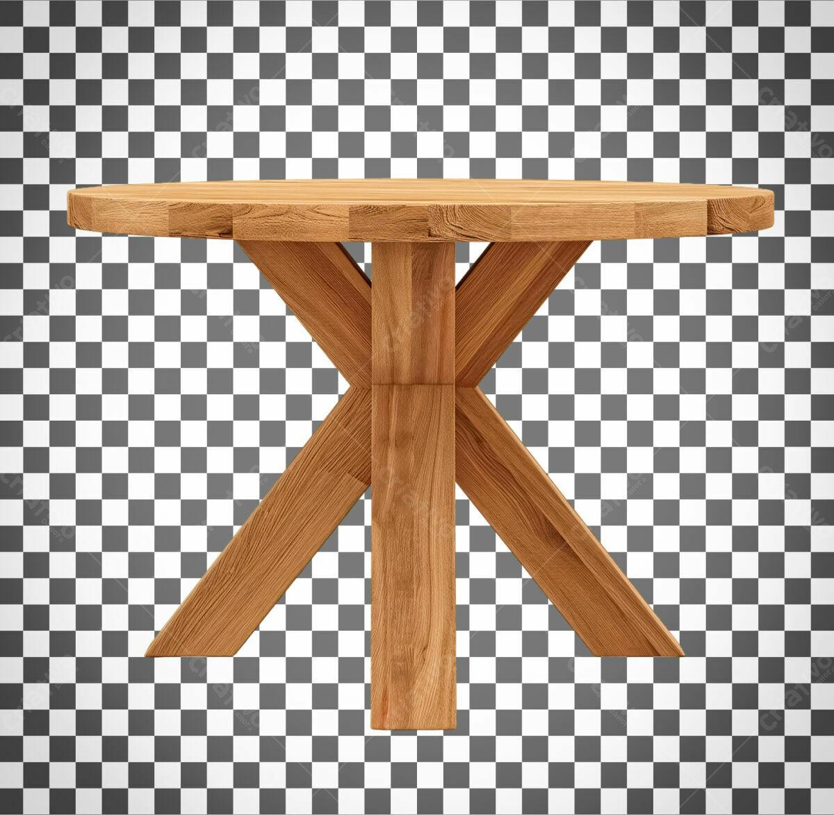 Mockup Mesa de Madeira Redonda PSD Editável