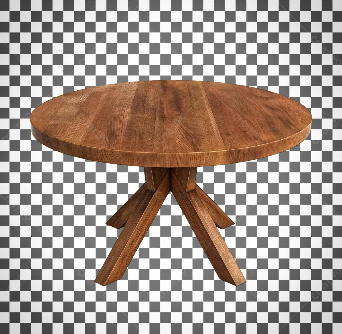 Mockup Mesa de Madeira Redonda PSD Editável