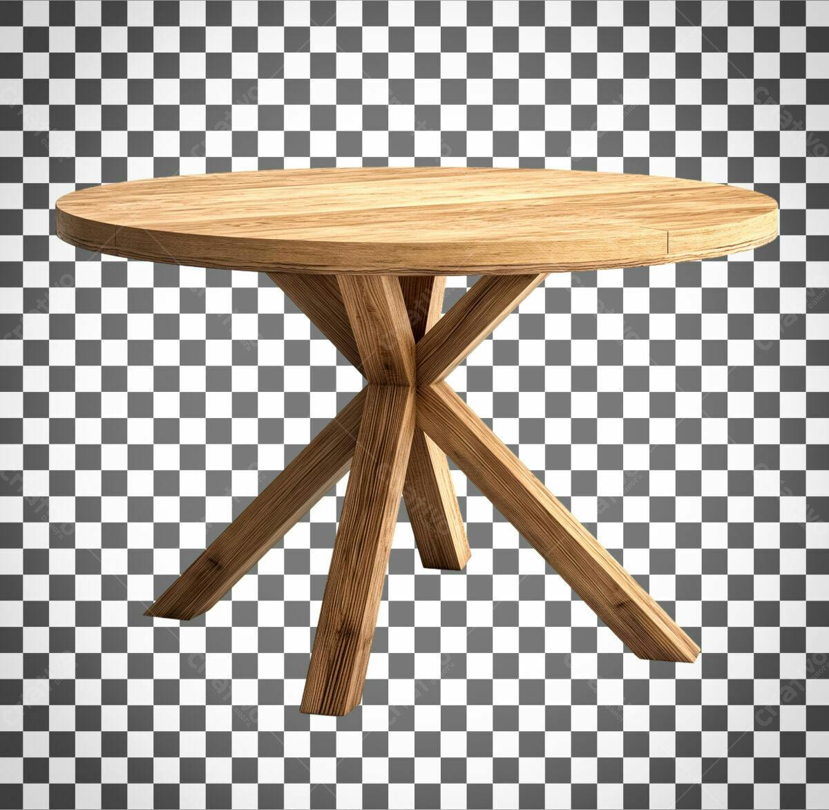 Mockup Mesa de Madeira Redonda PSD Editável