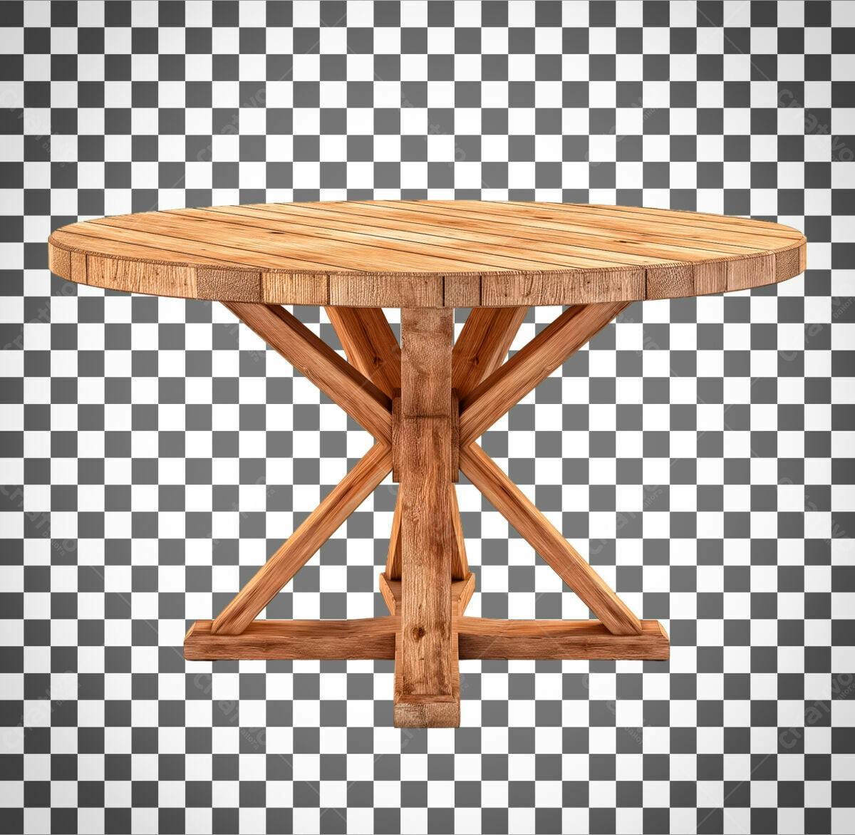 Mockup Mesa de Madeira Redonda PSD Editável