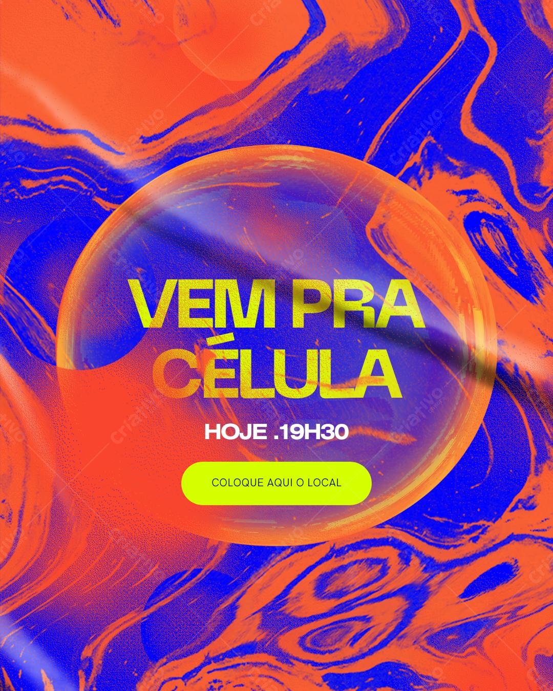 Post Instagram para evento noturno com cores vibrantes Editável no Canva
