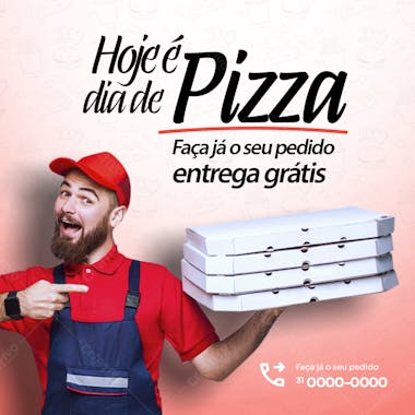 Social media pizzaria hoje é dia de pizza psd