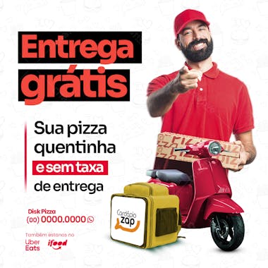 Social media pizzaria entrega grátis