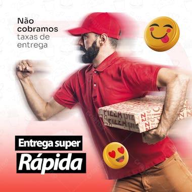 Social media pizzaria entrega super rápida