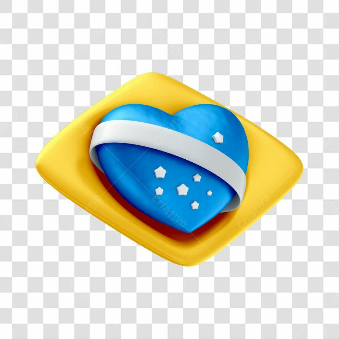 Icone Dia dos Namorados coração azul e amarelo PNG com fundo transparente