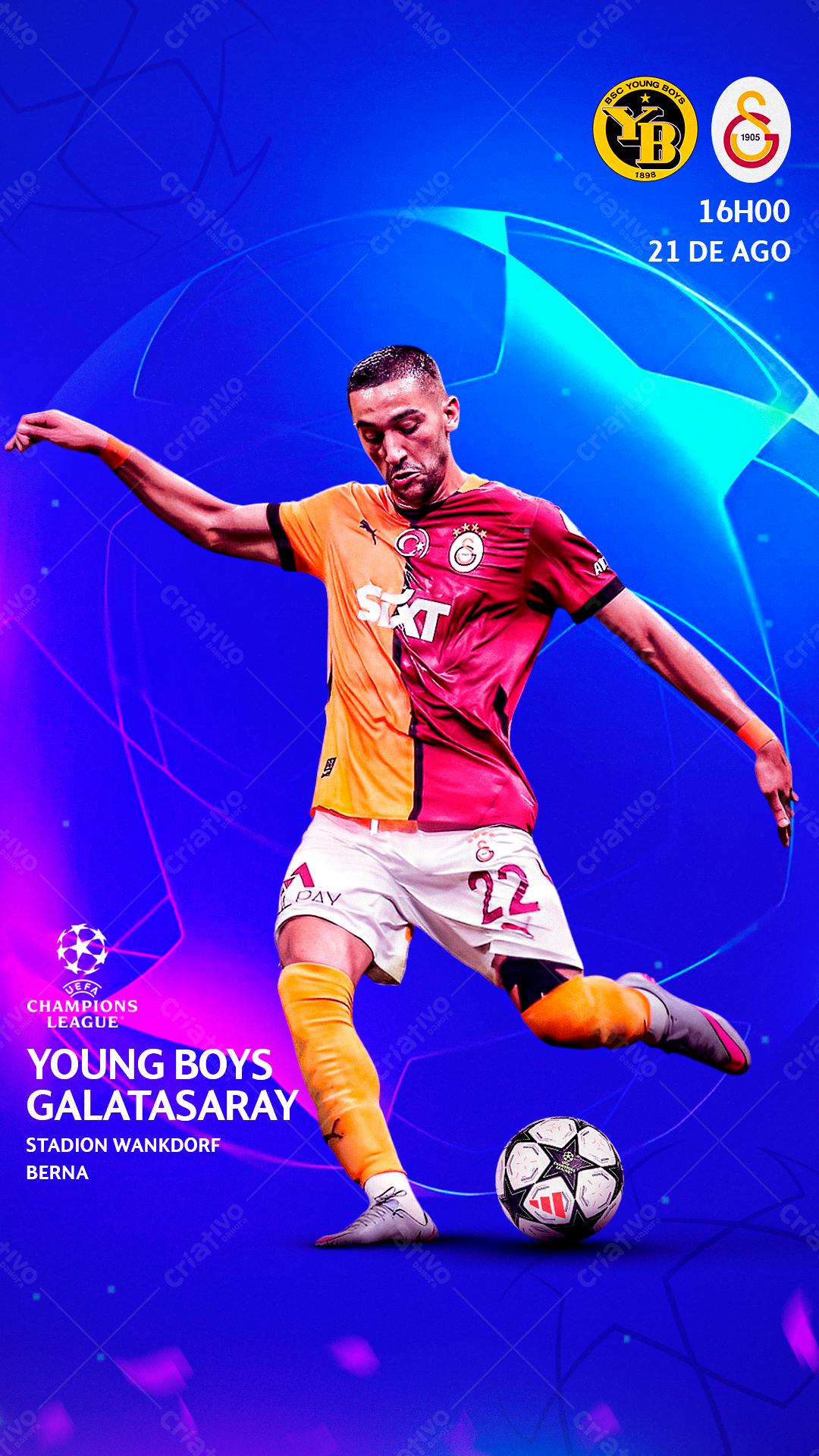 Flyer para Jogo Galatasaray x Young Boys PSD Editável