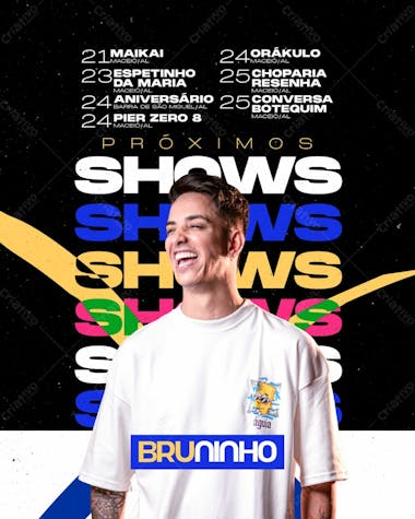 Agenda semanal bruninho (feed e stories)