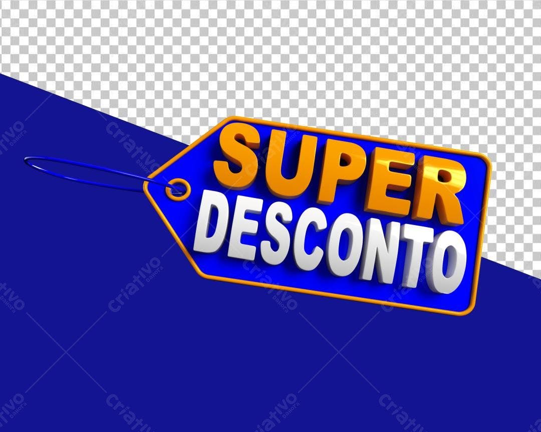 Selo 3D promocional azul e laranja