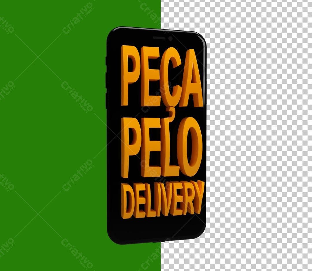 Selo 3D promocional delivery laranja e preto