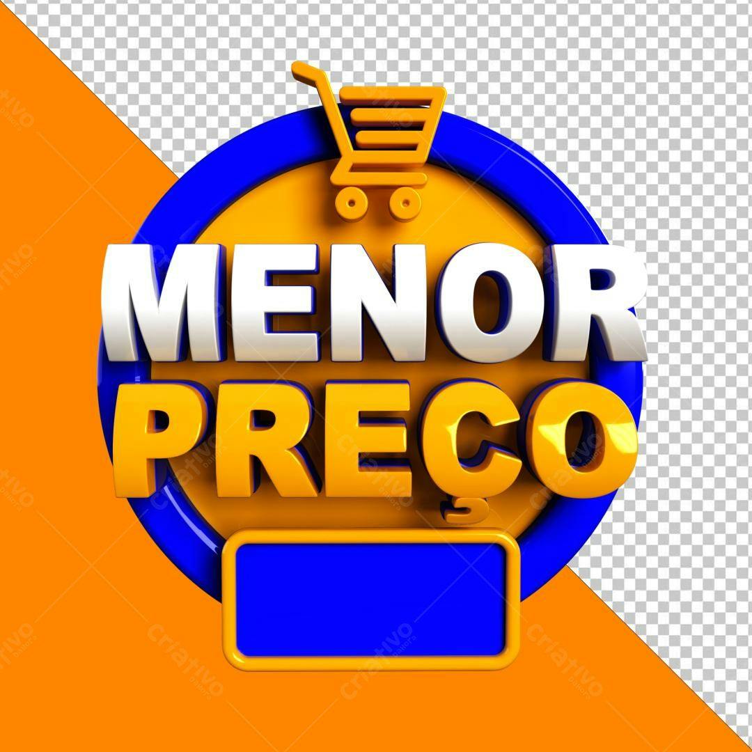 Selo 3D promocional menor preço azul e amarelo