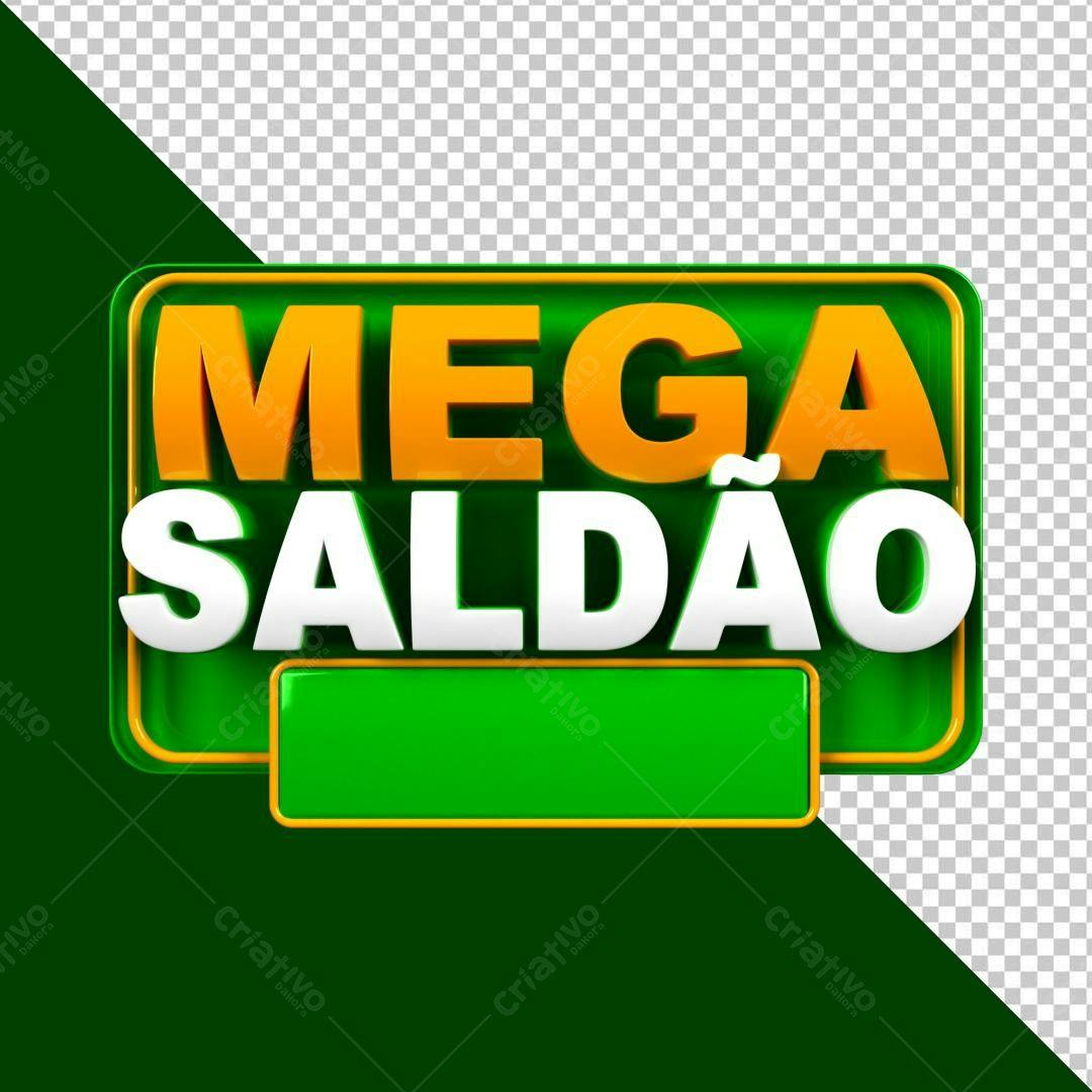 Selo 3D promocional verde e laranja