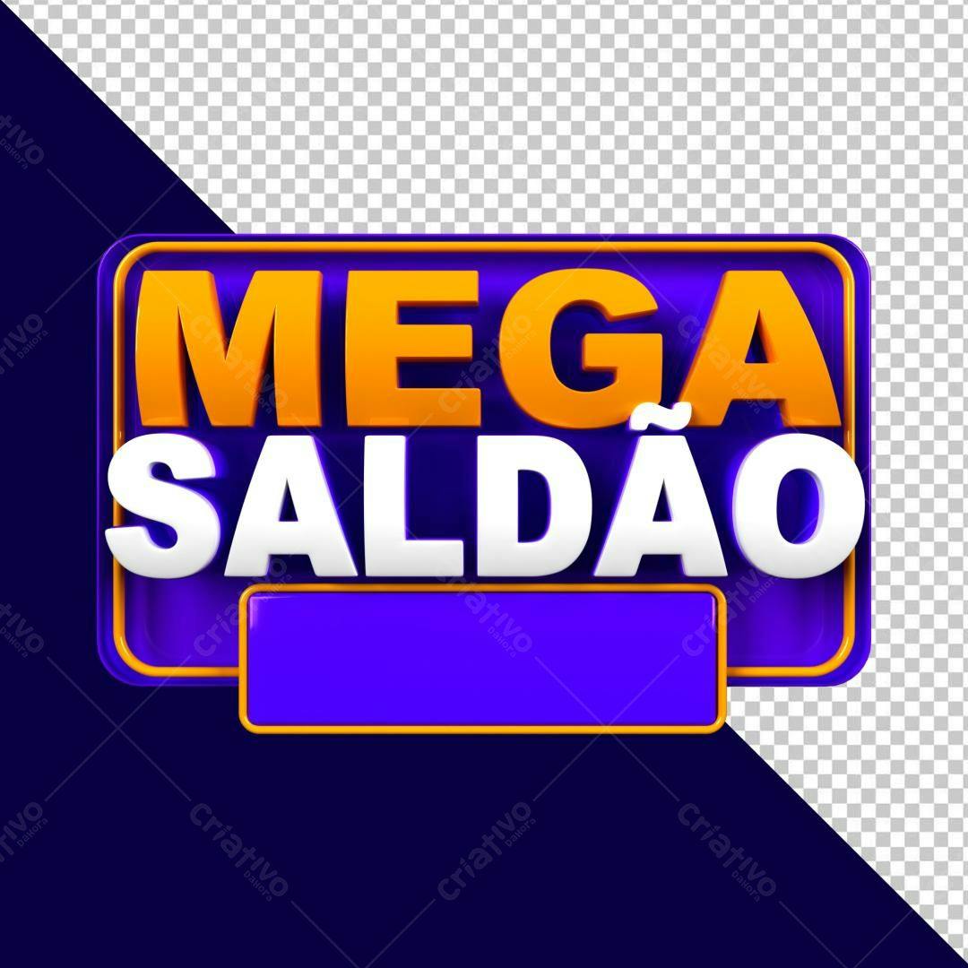 Selo 3D promocional roxo e laranja