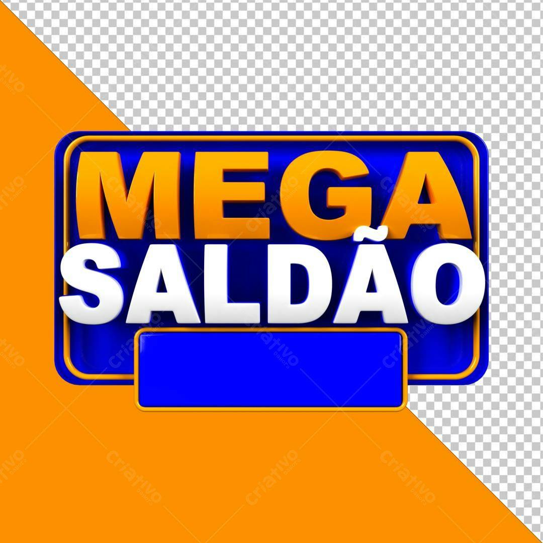 Selo 3D promocional azul e laranja