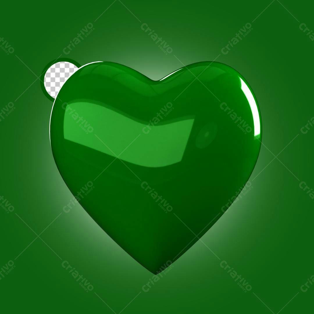 Coração Verde para Dia dos Namorados PSD Editável