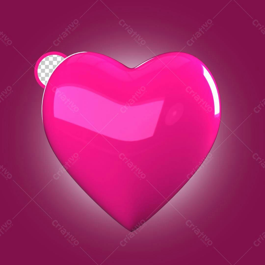 Coração Rosa para Dia dos Namorados PSD Editável