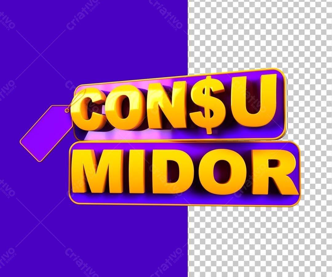 Selo 3D promocional amarelo e roxo