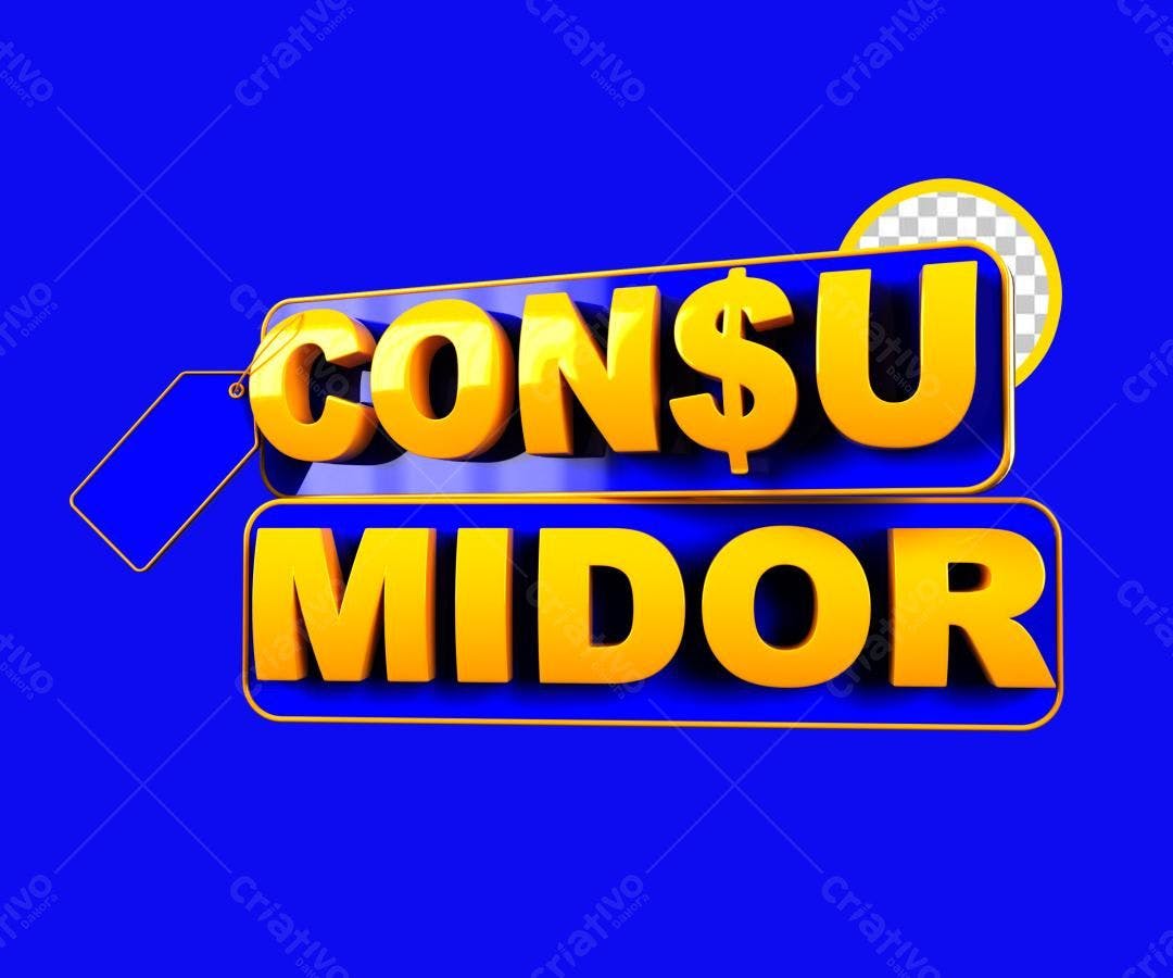 Selo 3D promocional amarelo e azul