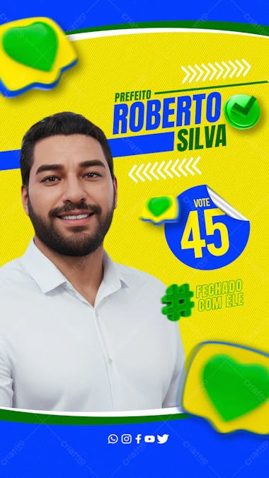 Eleições 2024 seu voto para prefeito redes sociais stories